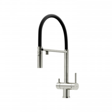 Смеситель для кухни Imola с краном для фильтра и гибким изливом, брашированный никель с черным, SC4010BNbh