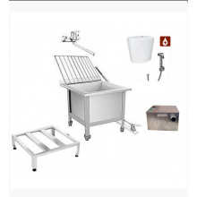 Видуар технический слив (поддон) 630х630х500 С ПОДЪЕМНОЙ РЕШЕТКОЙ, ПЕДАЛЬ, СМЕСИТЕЛЬ  с ПЕСКОУЛОВИТЕЛЕМ 17 литров и подставкой (решетка) , бачок для дез.раствора 