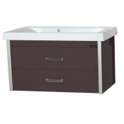 Тумба с раковиной Misty Джулия Qvatro 90 подвесная с 2 ящиками коричневая