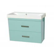 Тумба с раковиной Misty Джулия Qvatro 65 подвесная конус с 2 ящиками голубая