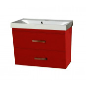 Тумба с раковиной Misty Джулия Qvatro 65 подвесная конус с 2 ящиками красная