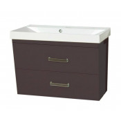 Тумба с раковиной Misty Джулия Qvatro 75 подвесная конус с 2 ящиками коричневая