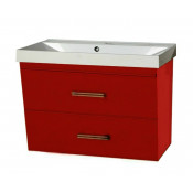 Тумба с раковиной Misty Джулия Qvatro 75 подвесная конус с 2 ящиками красная