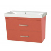 Тумба с раковиной Misty Джулия Qvatro 75 подвесная конус с 2 ящиками оранжевая
