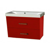 Тумба с раковиной Misty Джулия Qvatro 90 подвесная конус с 2 ящиками красная