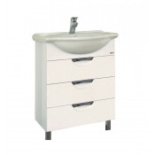 Тумба с раковиной Misty Жасмин 65 3 горизонтальных ящика белая эмаль