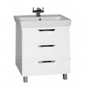 Тумба с раковиной Misty Жасмин 70 с 3 ящиками белая эмаль