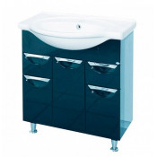 Тумба с раковиной Misty Жасмин 76 с 2 ящиками черная эмаль