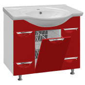 Тумба Misty 85 2 ящика с бельевой корзиной красная эмаль