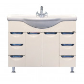 Тумба с раковиной Misty Жасмин 105 6 ящиков бежевая эмаль