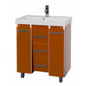 Тумба с раковиной Misty Джулия Qvatro 75 конус с 3 ящиками оранжевая