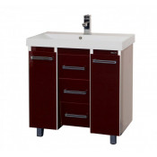 Тумба с раковиной Misty Джулия Qvatro 90 конус с 3 ящиками бордо
