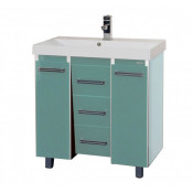 Тумба с раковиной Misty Джулия Qvatro 90 конус с 3 ящиками голубая