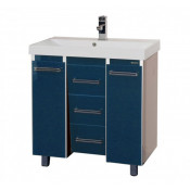 Тумба с раковиной Misty Джулия Qvatro 90 конус с 3 ящиками синяя