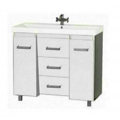 Тумба с раковиной Misty Джулия Qvatro 105 конус с 3 ящиками белая