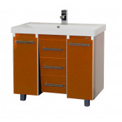 Тумба с раковиной Misty Джулия Qvatro 105 конус с 3 ящиками оранжевая