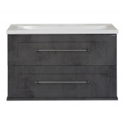 Тумба с раковиной Misty Марта 80 подвесная темный бетон