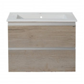 Тумба с раковиной Misty Кантри 75 белая/дуб галифакс