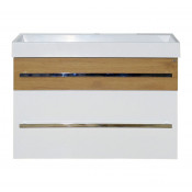 Тумба с раковиной Misty Леон 80 белая/дуб