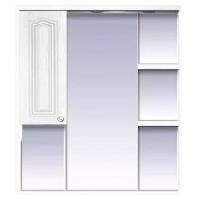 Зеркало-шкаф Misty Валерия 85 L с подсветкой белый фактурный
