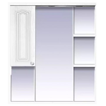 Зеркало-шкаф Misty Валерия 85 L с подсветкой белый фактурный