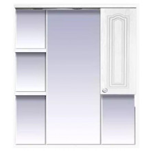 Зеркало-шкаф Misty Валерия 85 R с подсветкой белый фактурный