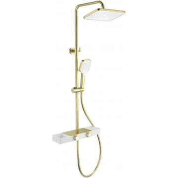 Душевая система Wonzon & Woghand Shelf WW-B3552-BG с термостатом брашированное золото