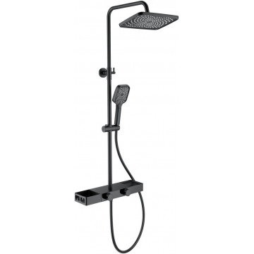 Душевая система Wonzon & Woghand Shelf WW-B3552-MB с термостатом черный матовый