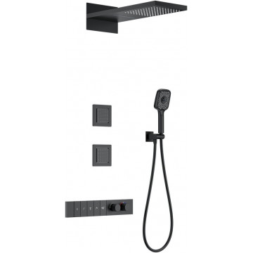 Встраиваемая душевая система Wonzon & Woghand WW-D4538-A-MB с термостатом черный матовый