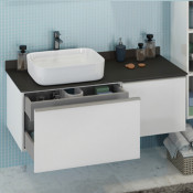 Тумба-умывальник Comforty Милан-120 белая с серой столеш. с раковиной Comforty T-Y9378