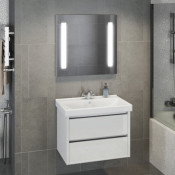 Тумба-умывальник Comforty Дублин-75 белый глянец с раковиной Comforty 8057