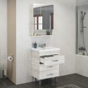 Тумба-умывальник Comforty Никосия-60Н дуб белый с раковиной Fest 60