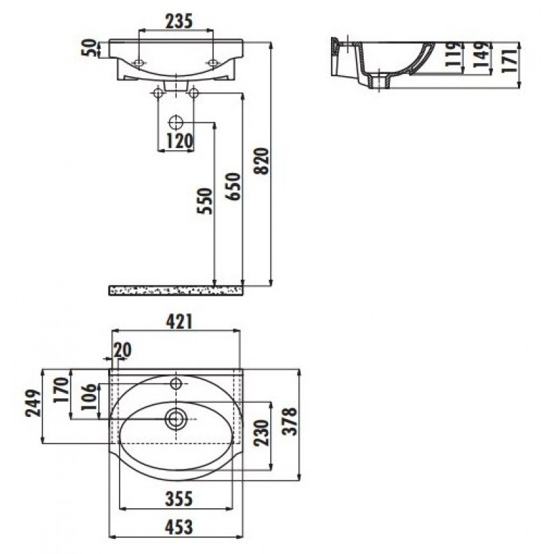 Tp216 00cb00e 0000 раковина под столешницу 37 51 см