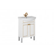 Тумба с раковиной Aquanet Честер 60 белый/золото 186104+182641