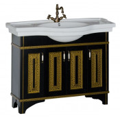 Тумба с раковиной Aquanet Валенса 110 черный краколет-золото 180305+172466