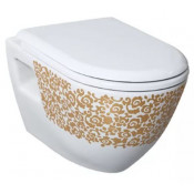 Унитаз Creavit TP Decor TP325, подвесной, с функцией биде, декор цветы