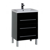 Тумба с раковиной Aquanet Верона 58 черный 3 ящика 178475+204117