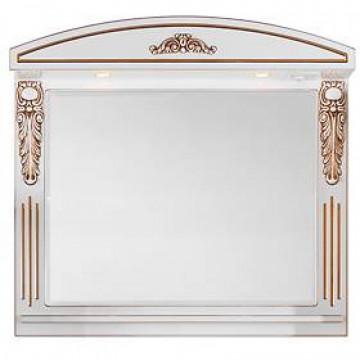 Зеркало Vod-ok Версаль vd20699 85х85 патина золото, белое, со светильником