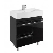 Тумба с раковиной Vod-ok Мальта 70/я, ящики, цвет черный
