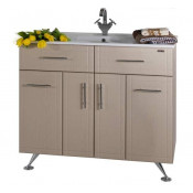 Тумба c раковиной Vod-ok Ницца Д 100 с бельевой корзиной, цвет дуб