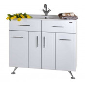 Тумба c раковиной Vod-ok Ницца Д 100 с бельевой корзиной, белый