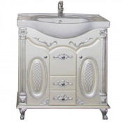 Тумба с раковиной Atoll Napoleon 88*95 cм, argento (белый жемчуг/патина серебро)