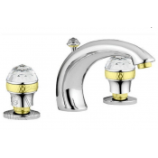Смеситель Migliore Axo Swarovski ML.AXO-613FCRDO для раковины - хром/золото, на 3 отверстия