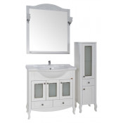 Тумба с раковиной АСБ-Мебель Флоренция 85 белая патина серебро витраж, массив ясеня