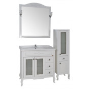 Тумба с раковиной АСБ-Мебель Флоренция Квадро 80 белая патина серебро витраж, массив ясеня