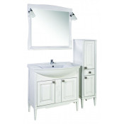 Тумба с раковиной АСБ-Мебель Модена 85 белая с серебряной патиной