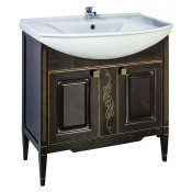 Тумба с раковиной АСБ-Мебель Модена 85 орех с золотой патиной