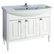 Тумба с раковиной АСБ-Мебель Модена 105 белая с серебряной патиной