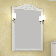 Зеркало АСБ-Мебель Флоренция 65 белое, патина серебро со светильниками