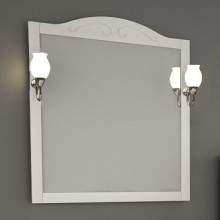 Зеркало АСБ-Мебель Флоренция 85 белое, патина серебро со светильниками